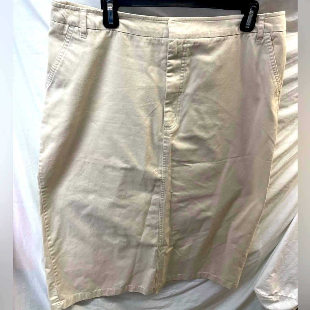 Kim Rogers Tan knee length 4 pocket skirt ladies sz 16